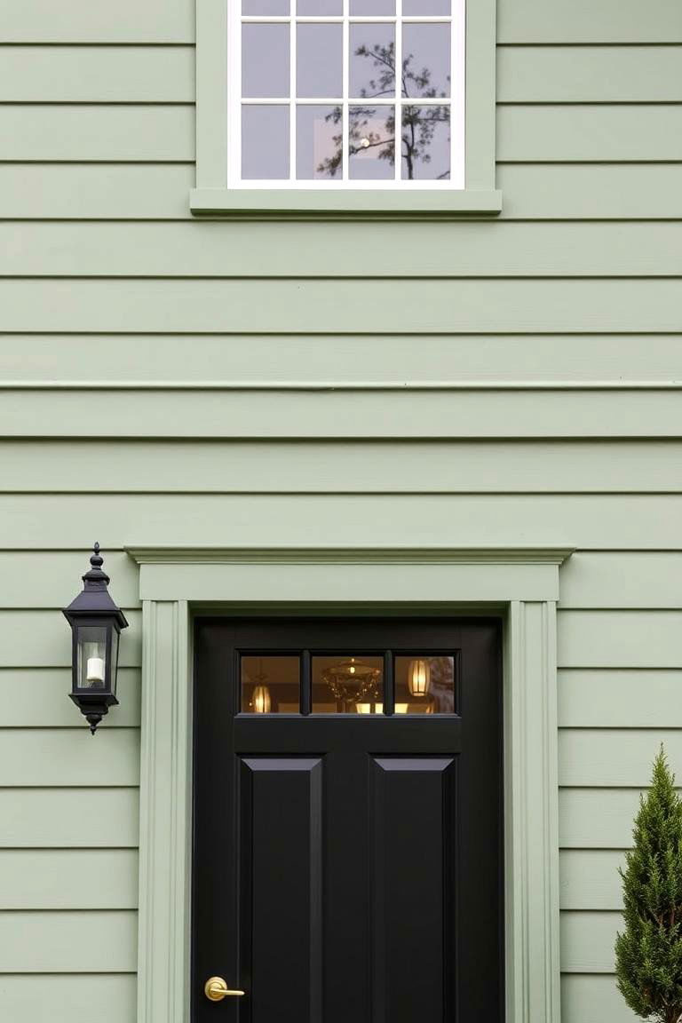 Balanced Proportions - 24 Sage Green House With Black Door