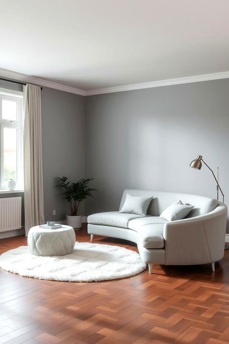 Balancing Modern and Traditional Design Elements - 24 Grey Living Room With Dark Wood Floors