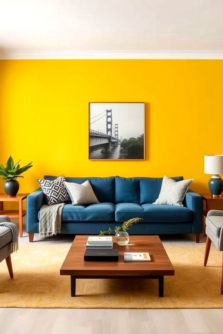 Balancing Warm and Cool Tones - 24 Yellow and Blue Living Room Ideas