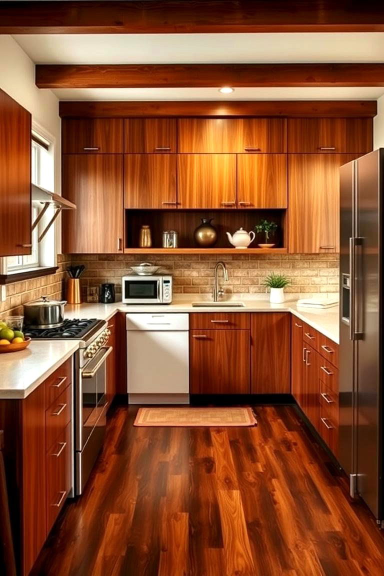Balancing with Light Fixtures and Hardware - 24 Kitchen With Dark Wood Floors