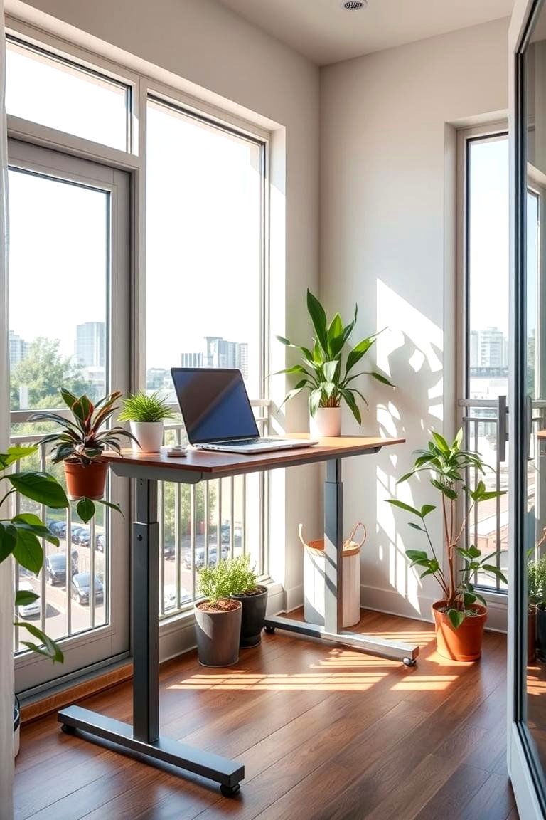 Balcony Office with Adjustable Desk - 24 Balcony Office Ideas