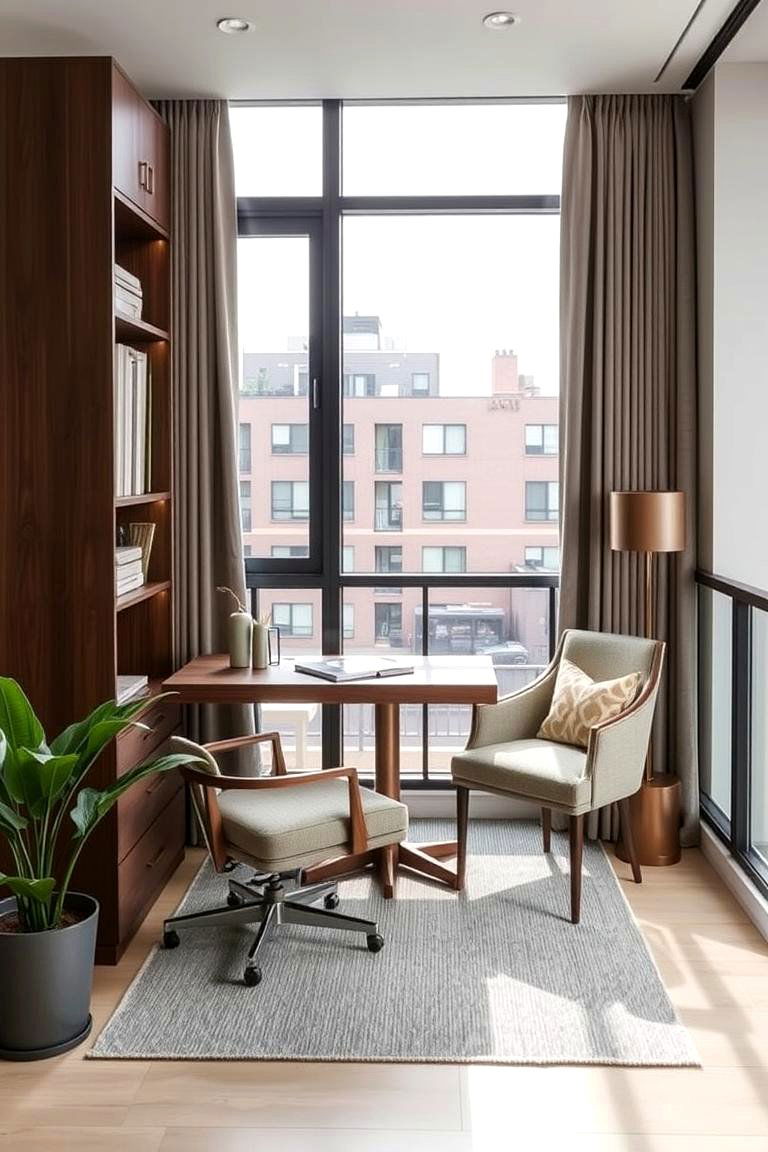Balcony Office with Custom Furniture - 24 Balcony Office Ideas