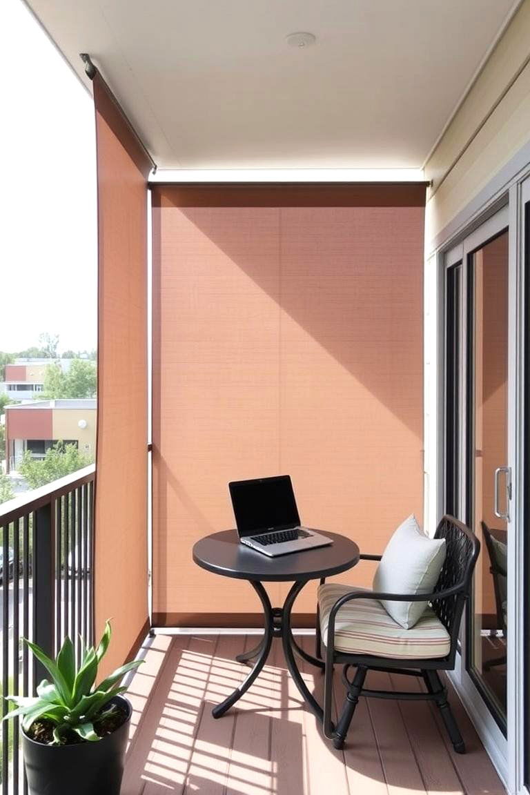 Balcony Office with Privacy Screens - 24 Balcony Office Ideas