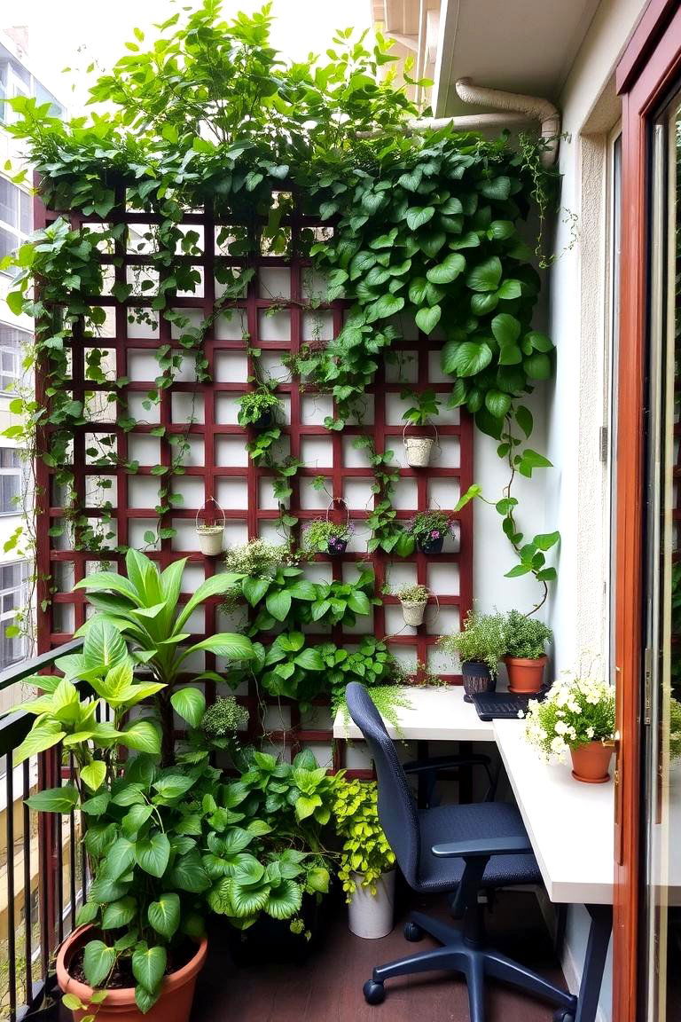Balcony Office with Vertical Garden - 24 Balcony Office Ideas
