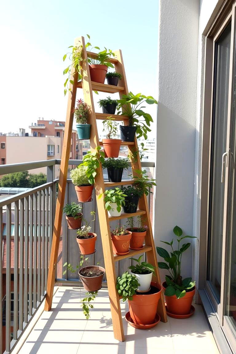 Balcony Plant Ladder - 24 Ladder Storage Ideas