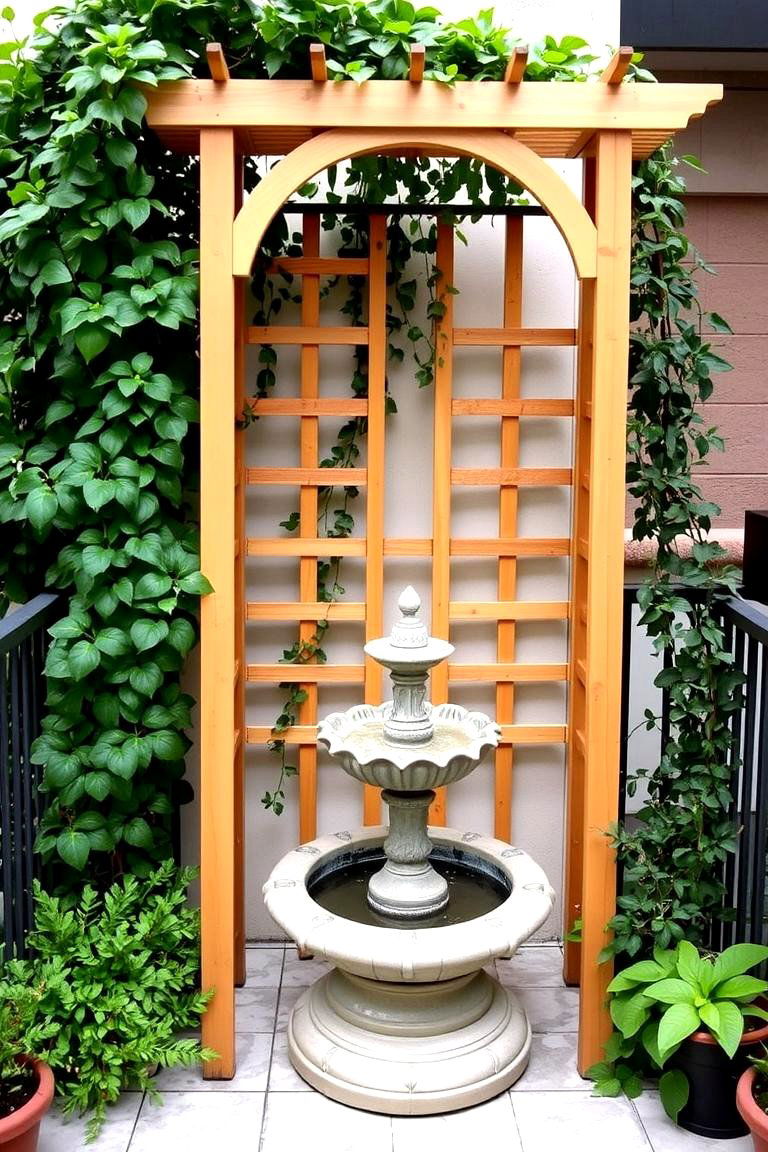 Balcony Trellis with Water Feature - 24 Balcony Trellis Ideas