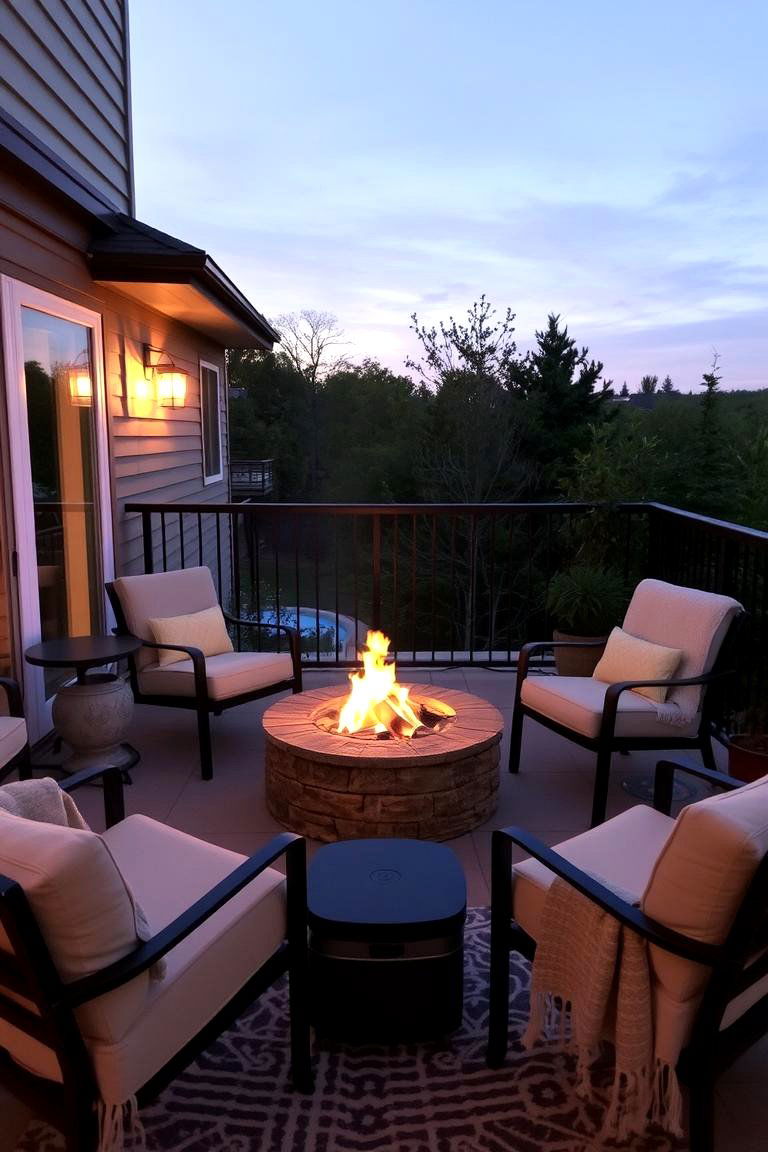 Balcony with Fire Pit - 24 Bedroom Balcony Ideas