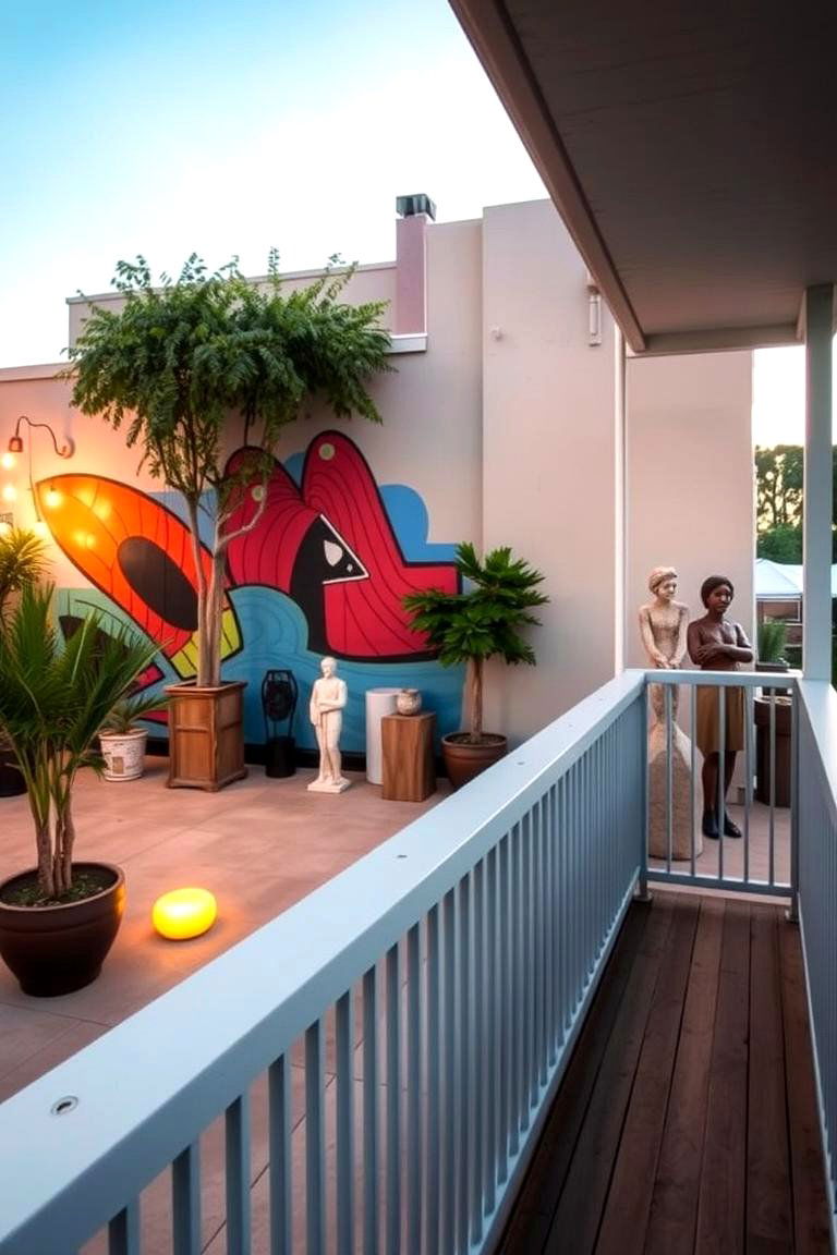 Balcony with Outdoor Artwork - 24 Bedroom Balcony Ideas