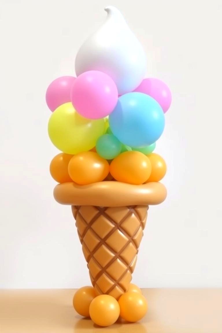 Balloon Ice Cream Cone Centerpiece - 24 Balloon Centerpiece Ideas