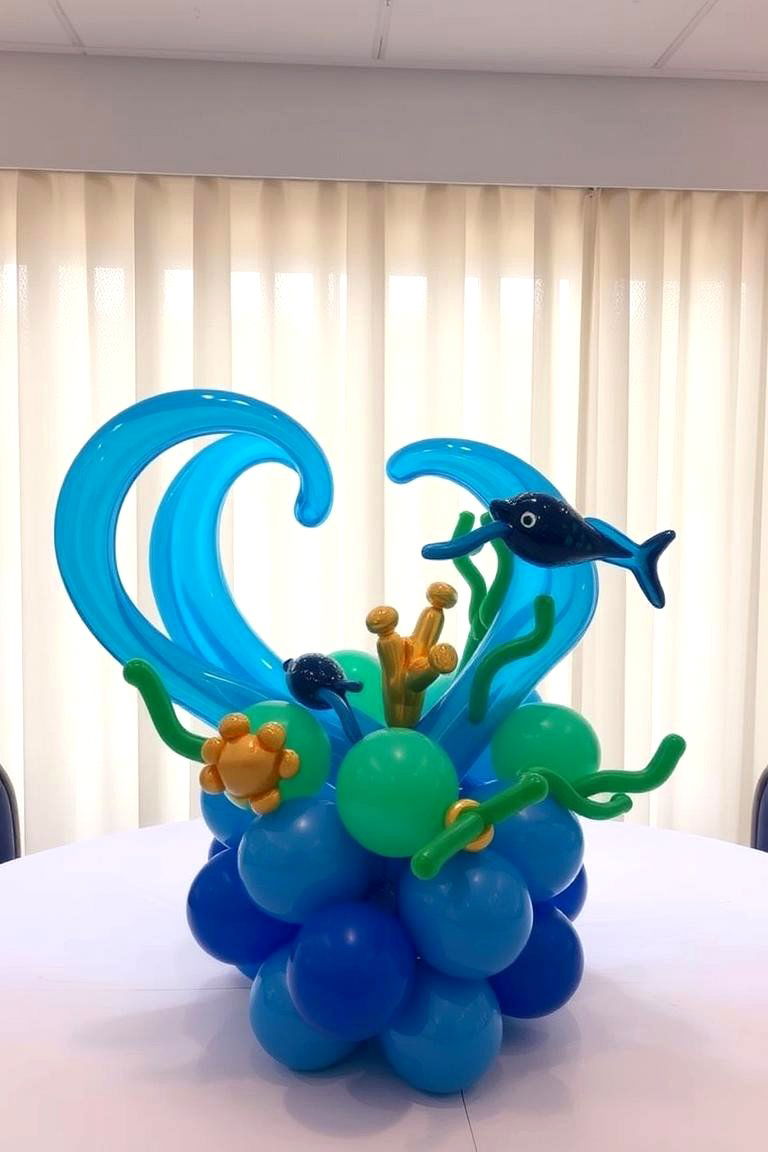 Balloon Ocean Theme - 24 Balloon Centerpiece Ideas
