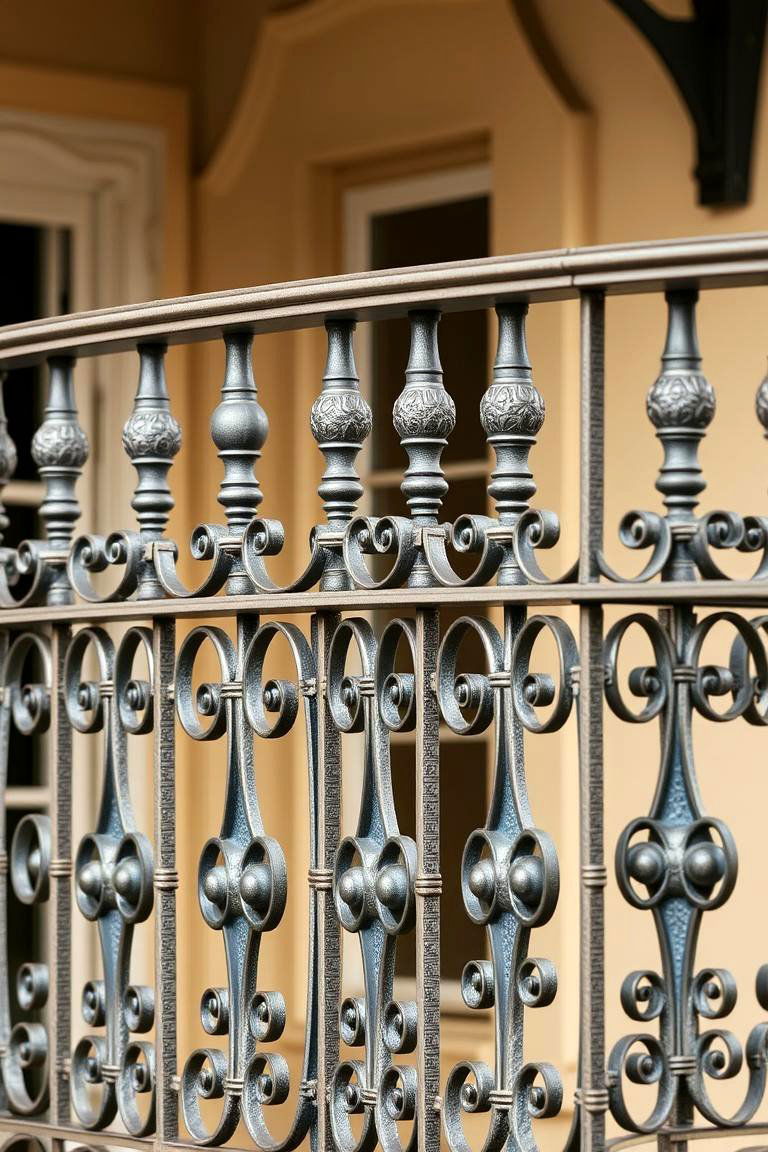 Baluster with Center Ornament - 24 Wrought Iron Balcony Railing Design Ideas
