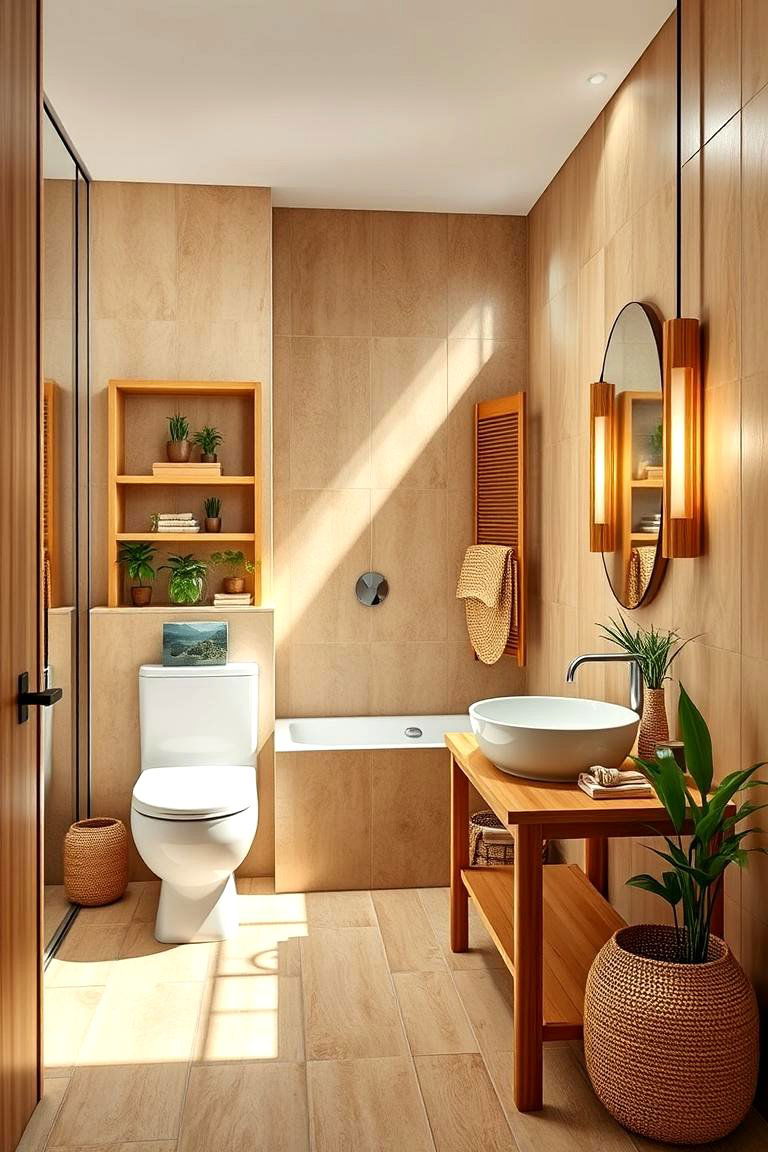 Bamboo Accents and Details - 24 Tropical Bathroom Ideas