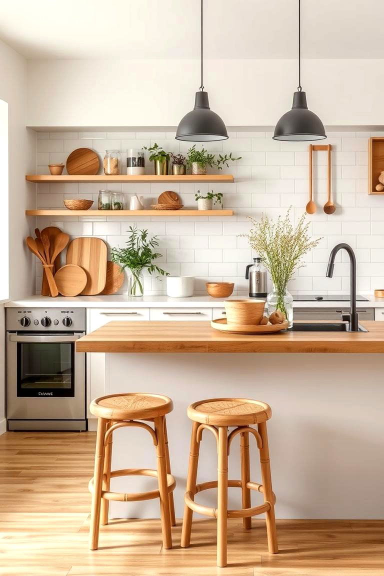 Bamboo Accents - 24 Japandi Kitchen Ideas