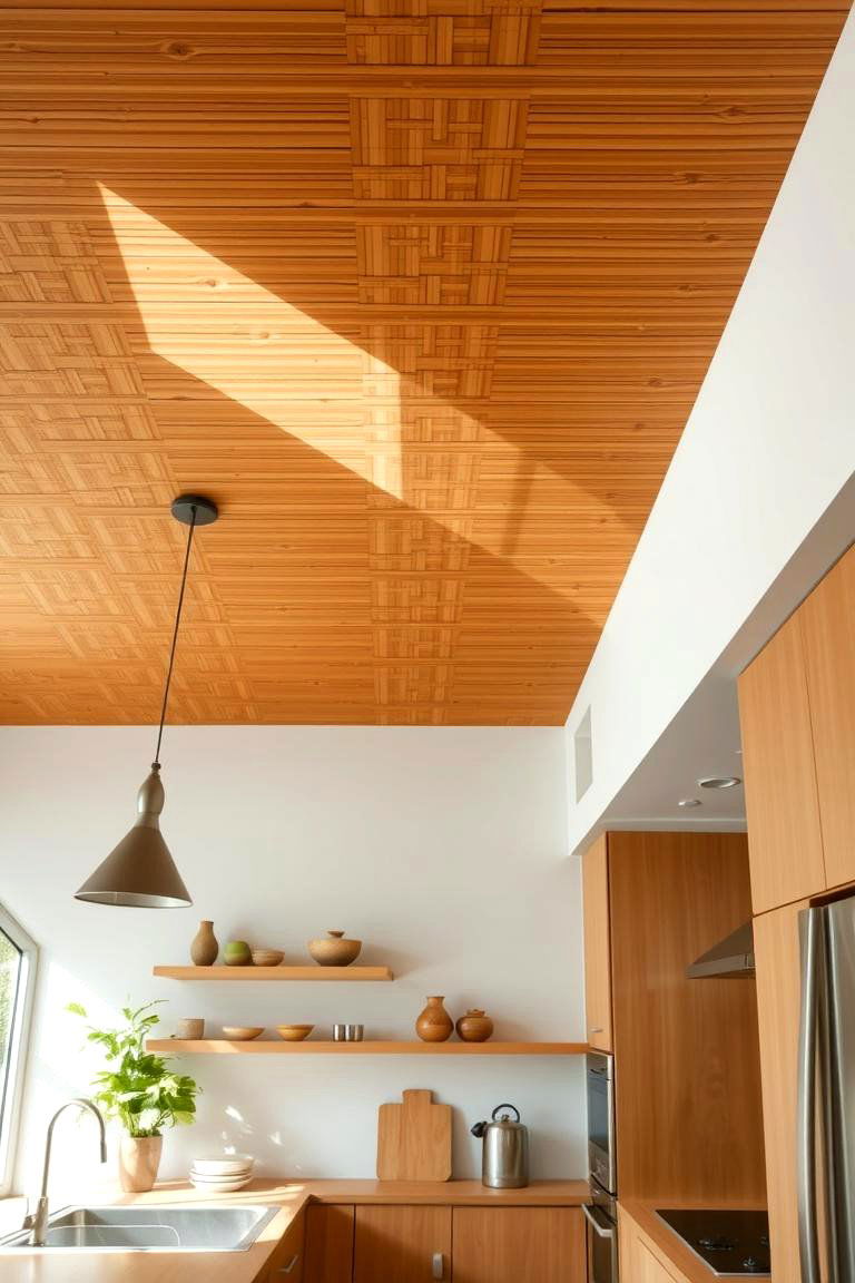 Bamboo Ceiling - 24 Wood Ceiling Kitchen Ideas