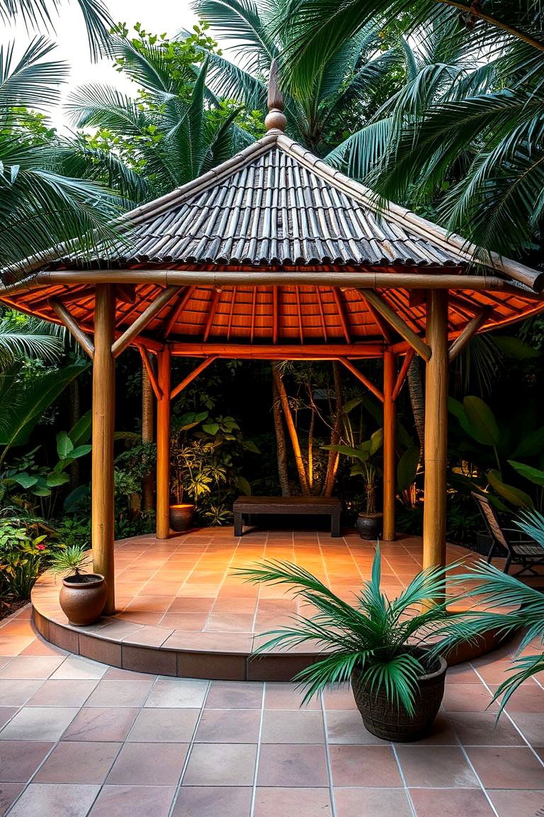 Bamboo Gazebo Retreat - 24 Tropical Patio Ideas