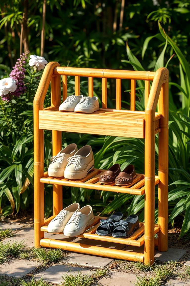 Bamboo Outdoor Shoe Rack - 24 Outdoor Shoe Storage Ideas