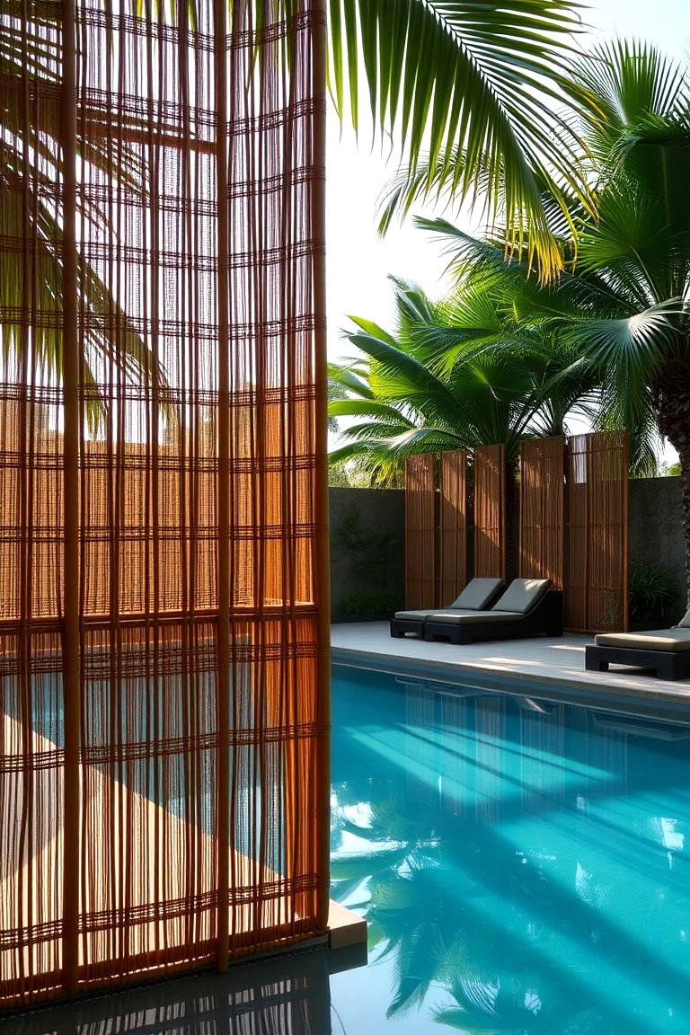 Bamboo Privacy Screens - 24 Tropical Pool Landscaping Ideas