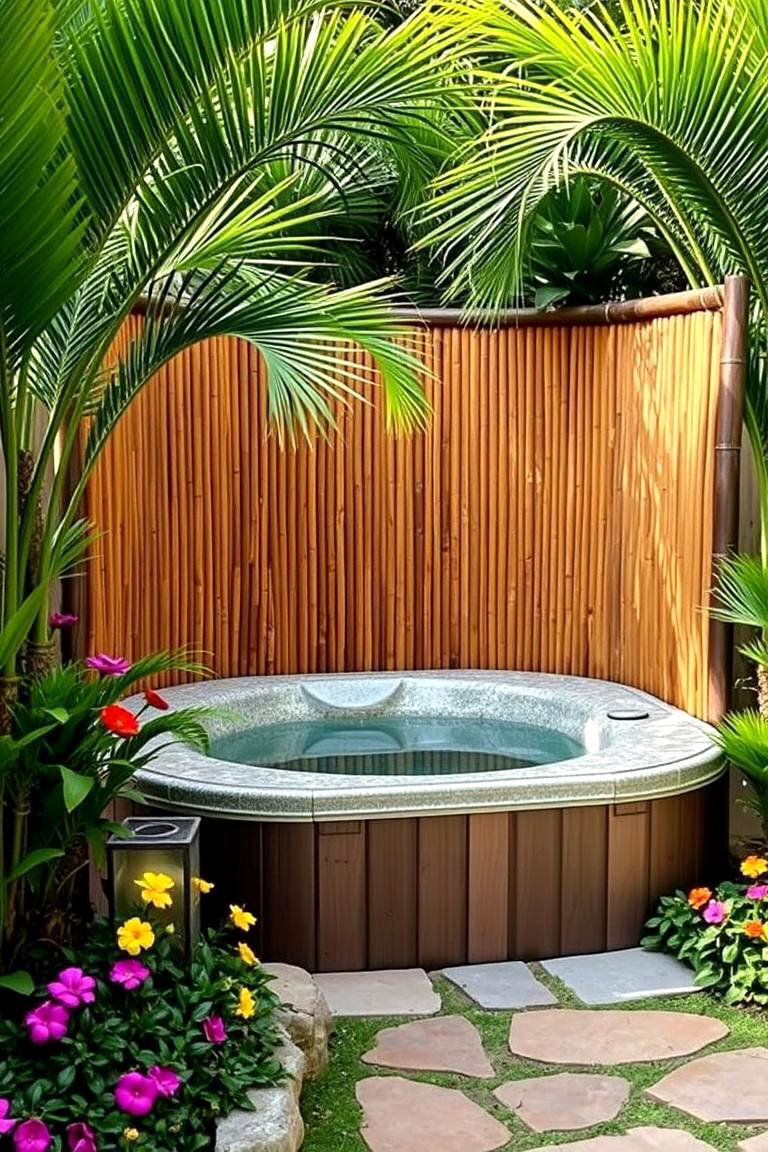 Bamboo Screens for a Zen Vibe - 24 Backyard Hot Tub Privacy Ideas