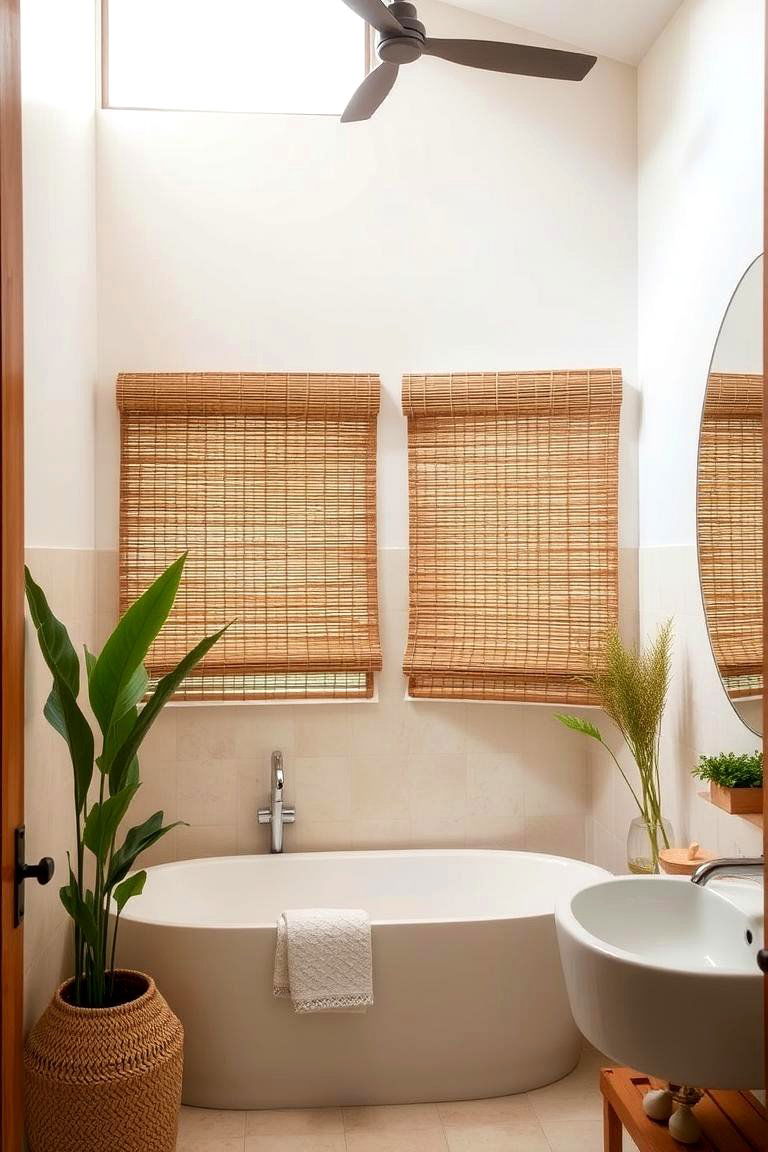 Bamboo Shades for a Natural Look - 24 Bathroom Window Treatment Ideas