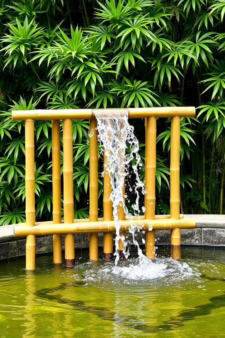 Bamboo Water Fountain Garden - 24 Asian Landscaping Ideas