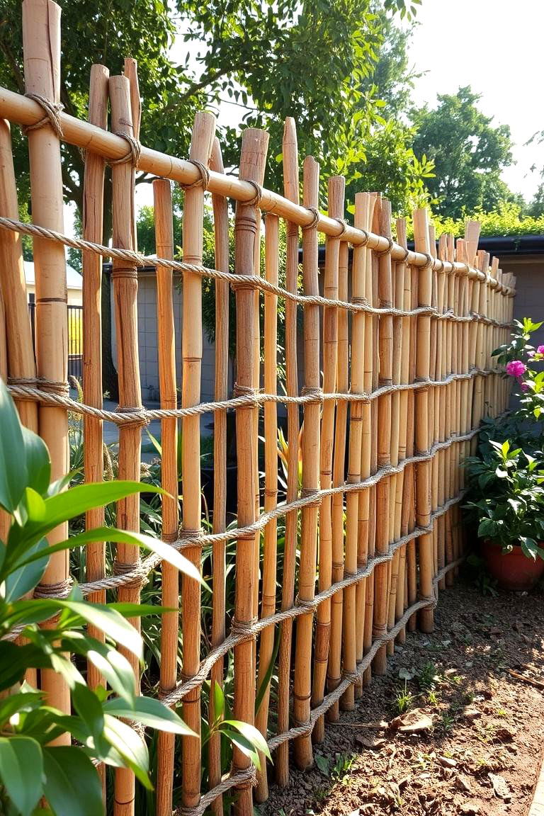 Bamboo and Rope Fence - 24 Temporary Fence Ideas