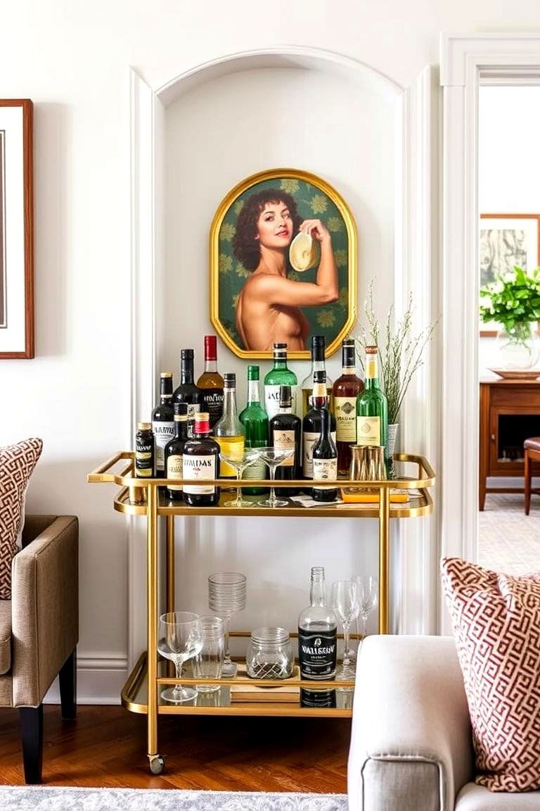 Bar Cart and Beverage Station - 24 Living Room Nook Ideas