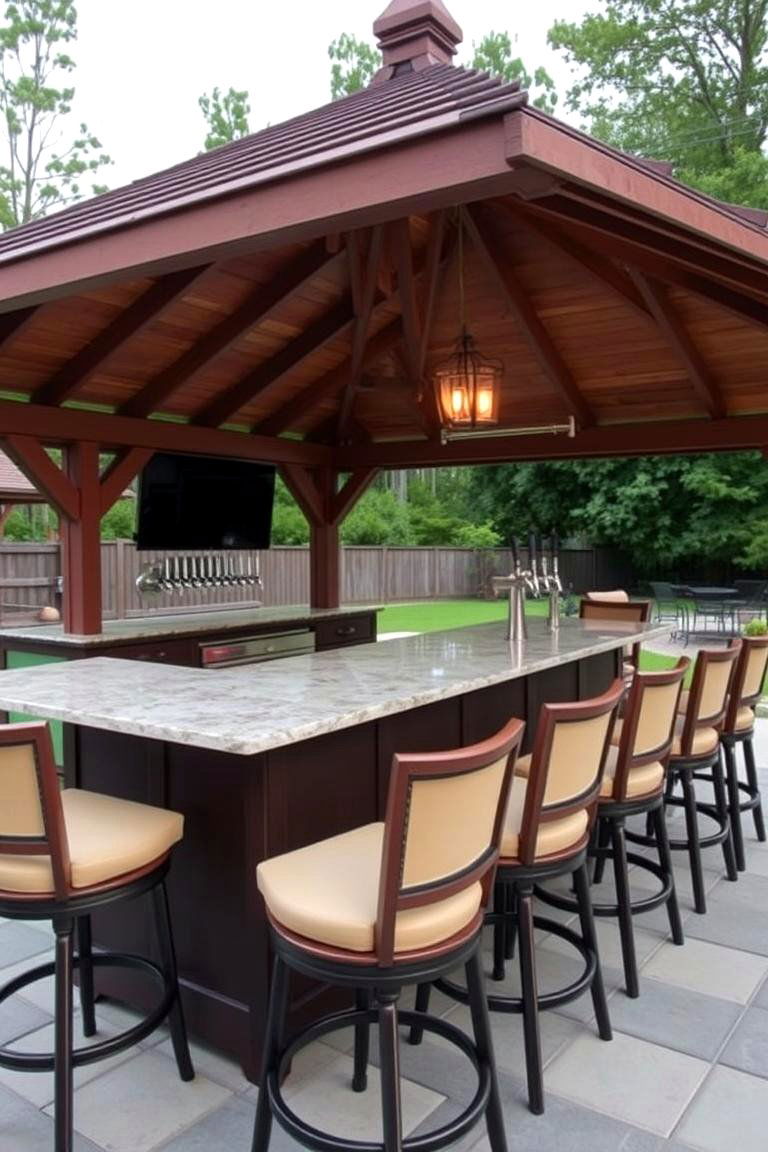 Bar Centric Gazebo Kitchen - 24 Outdoor Kitchen with a Gazebo Ideas