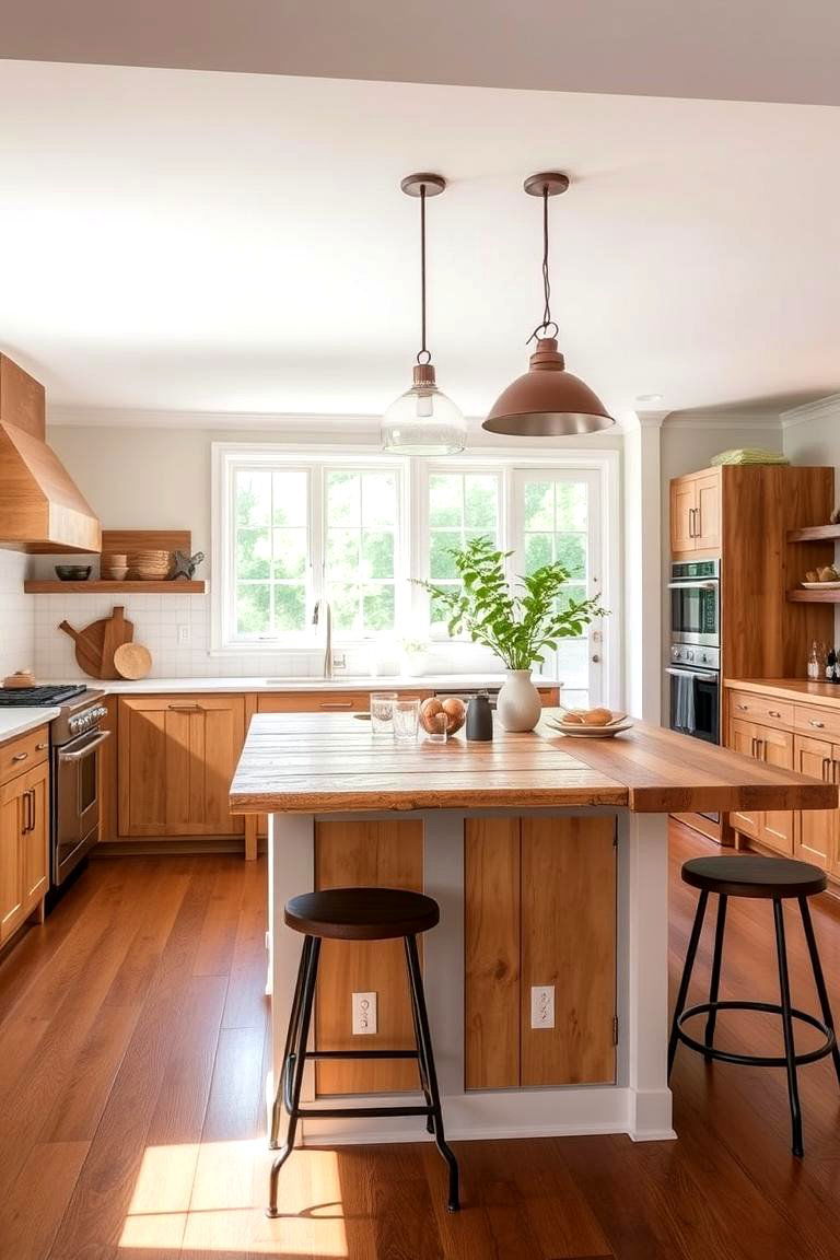 Bar Stool Island - 24 Farmhouse Kitchen Island Ideas