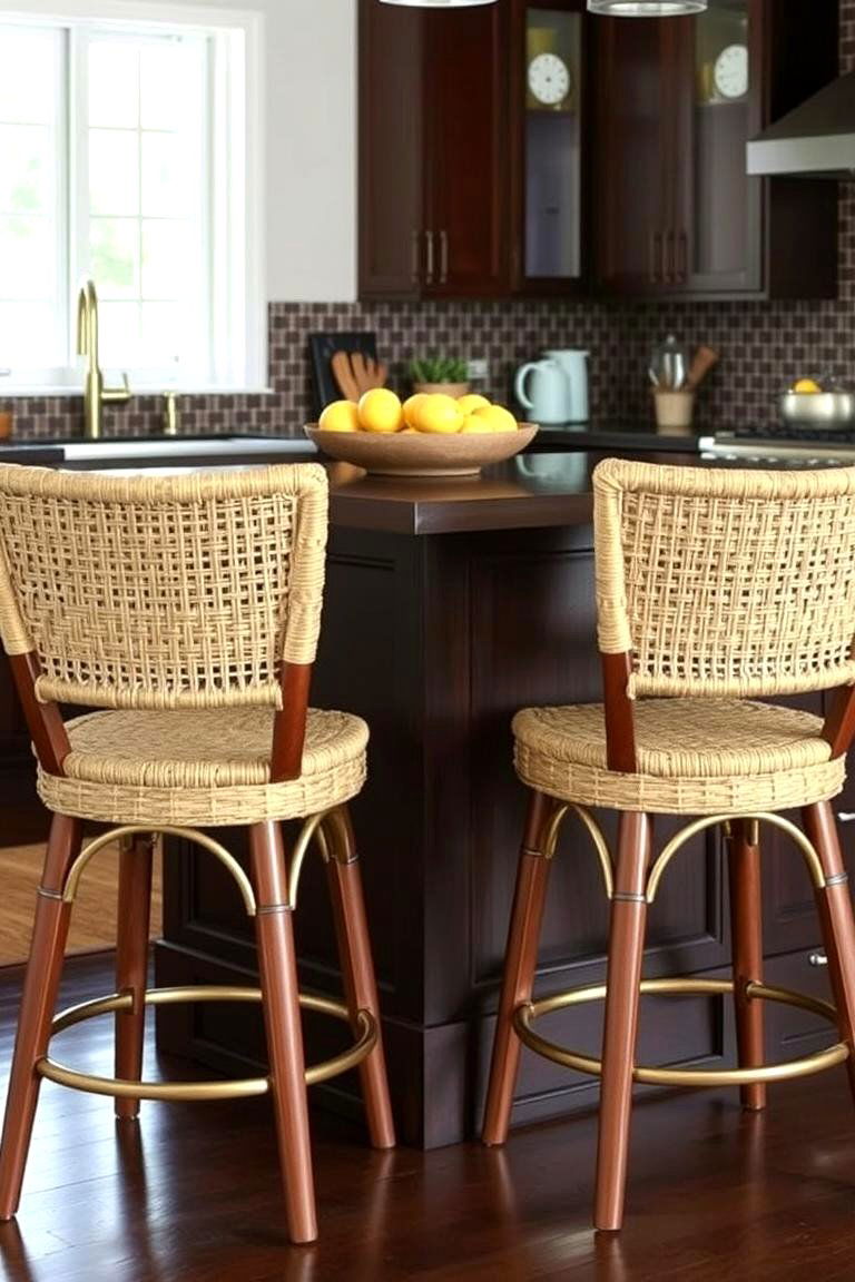 Bar Stools with Unique Backrests - 24 kitchen island decor ideas