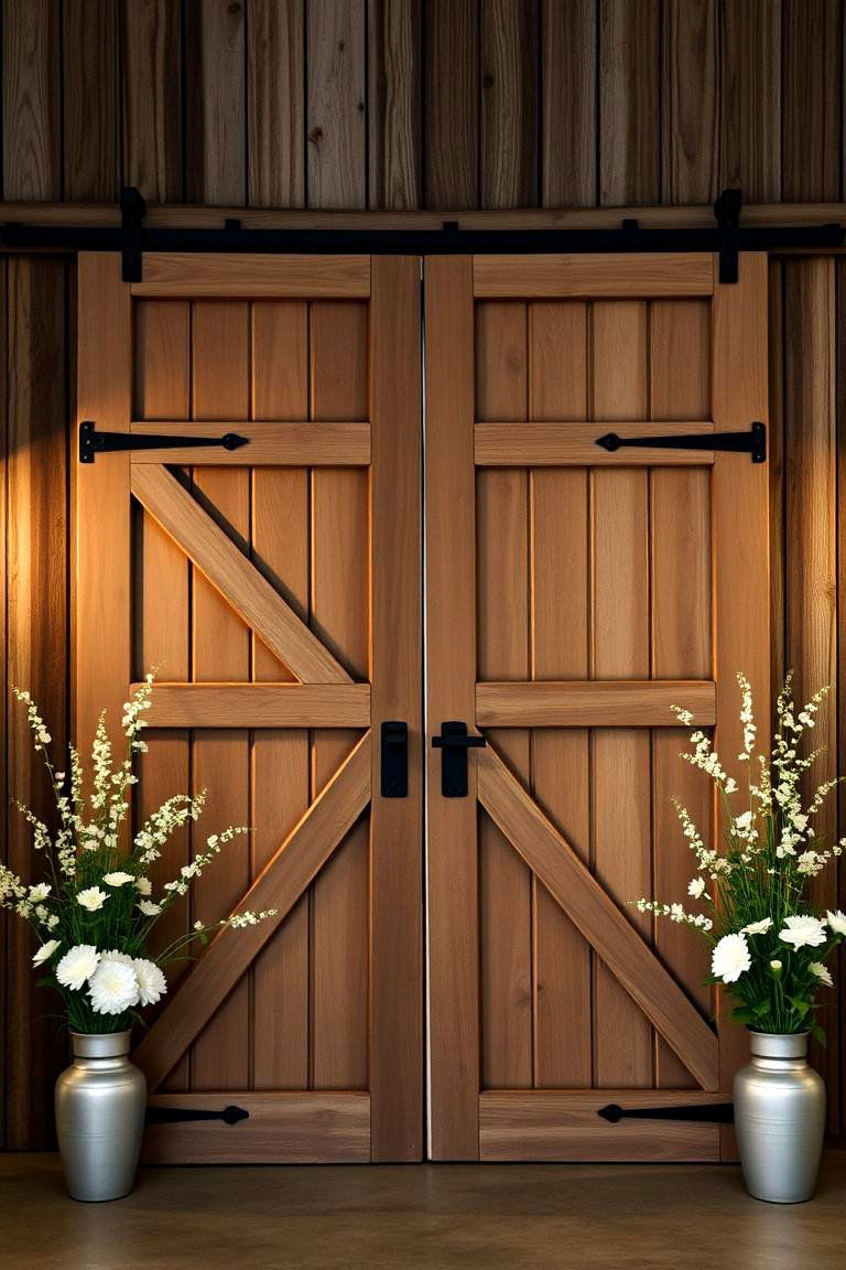 Barn Door Backdrop for Photos - 24 Barn Wedding Ideas
