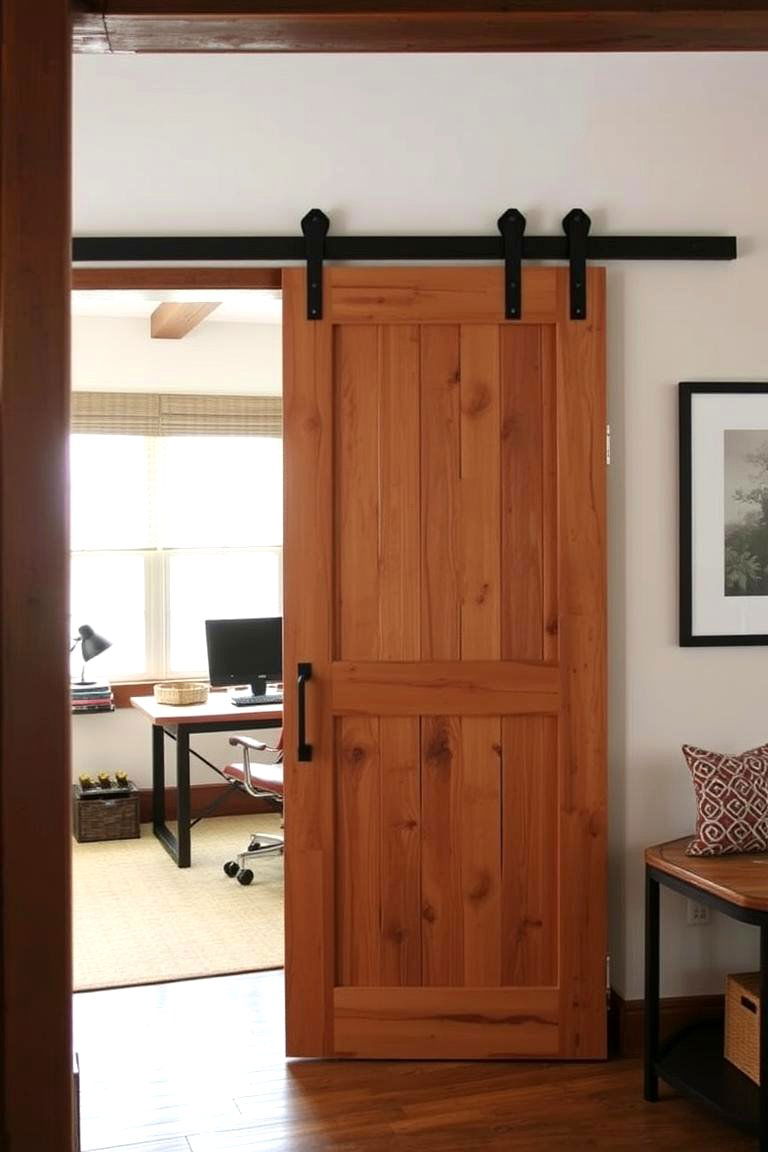 Barn Door for Privacy - 24 Rustic Home Office Ideas