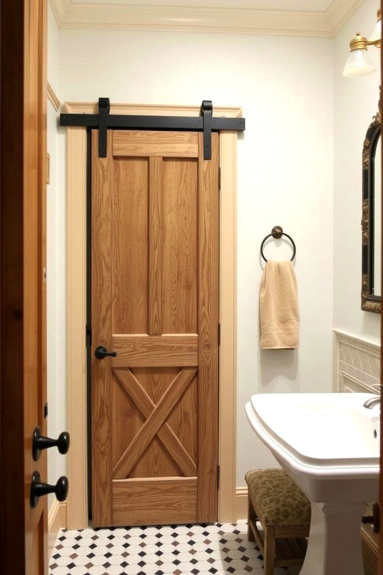 Barn Door with Intricate Carvings for Artistic Touch - 24 Bathroom Barn Door Ideas
