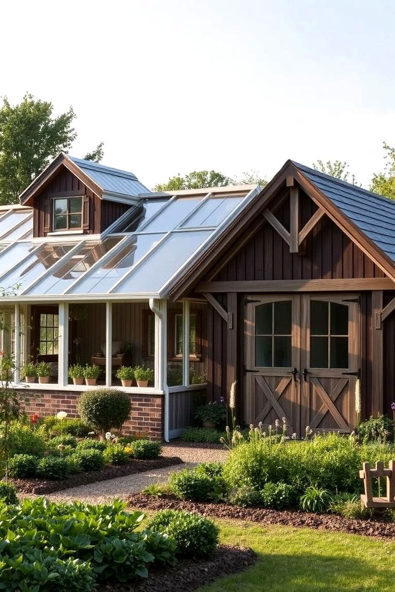 Barn Style Greenhouse and Shed Blend - 24 Greenhouse and Shed Combo Ideas