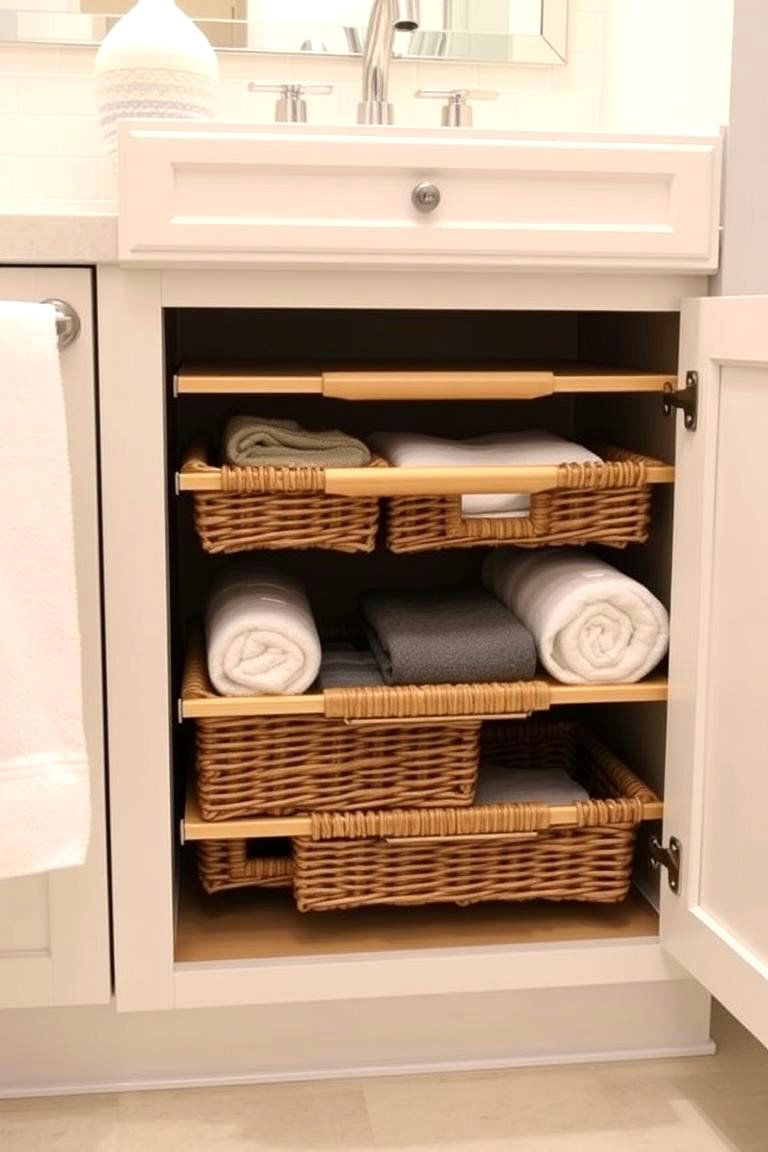 Basket Drawers for Customizable Storage - 24 Bathroom Cabinet Organizing Ideas