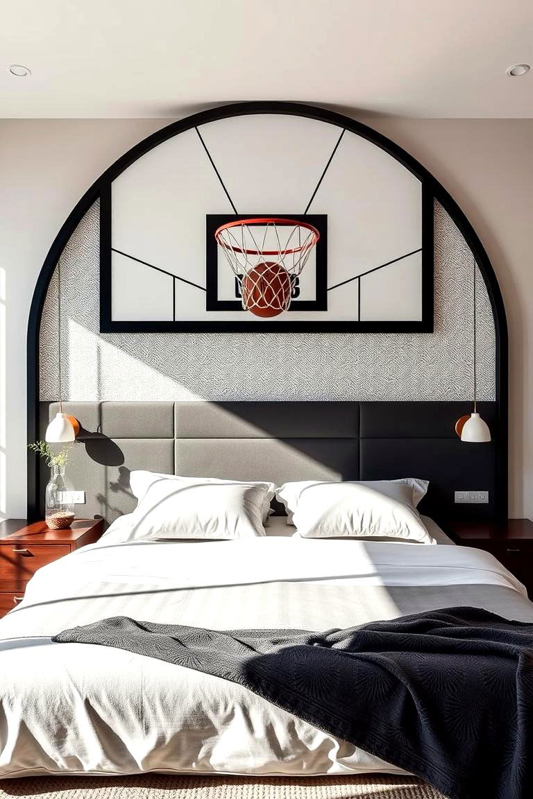 Basketball Backboard Headboard - 24 basketball room decor ideas