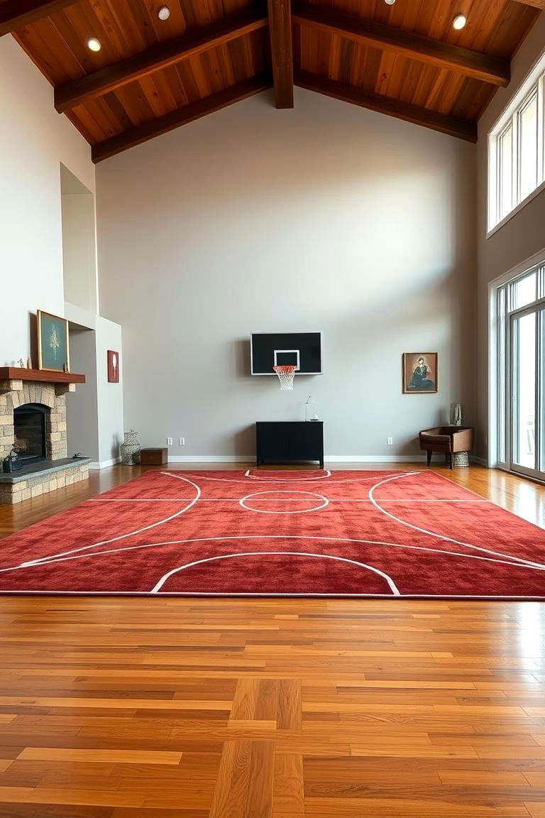 Basketball Court Rug - 24 basketball room decor ideas