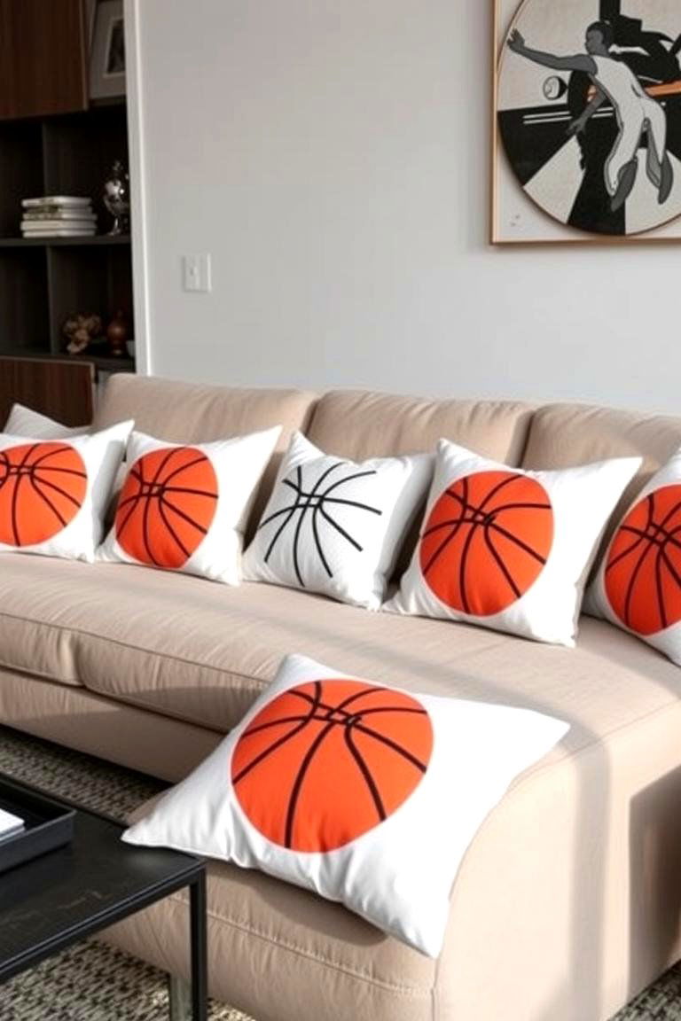 Basketball Themed Throw Pillows - 24 basketball room decor ideas