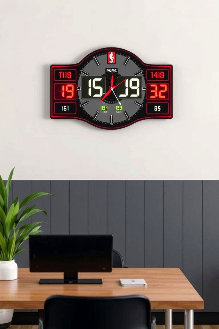 Basketball Themed Wall Clock - 24 basketball room decor ideas