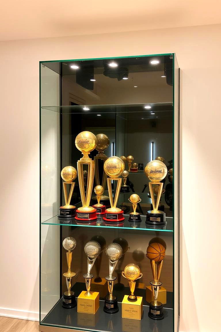 Basketball Trophy Display Cabinet - 24 basketball room decor ideas