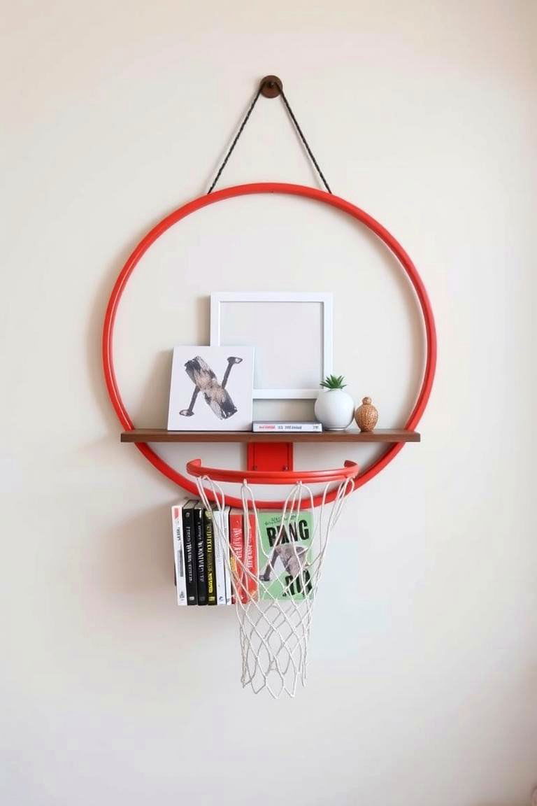 Basketball Wall Shelf - 24 basketball room decor ideas