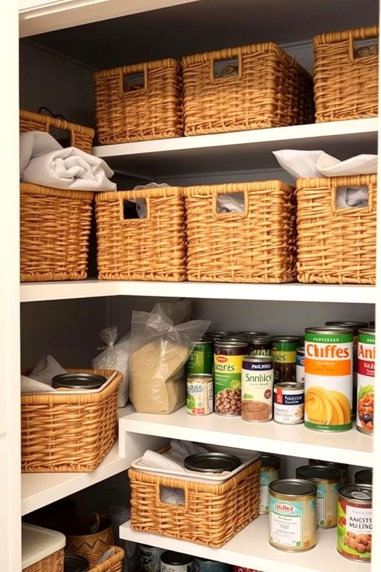 Baskets for Grouping Similar Items - 24 Kitchen Pantry Ideas