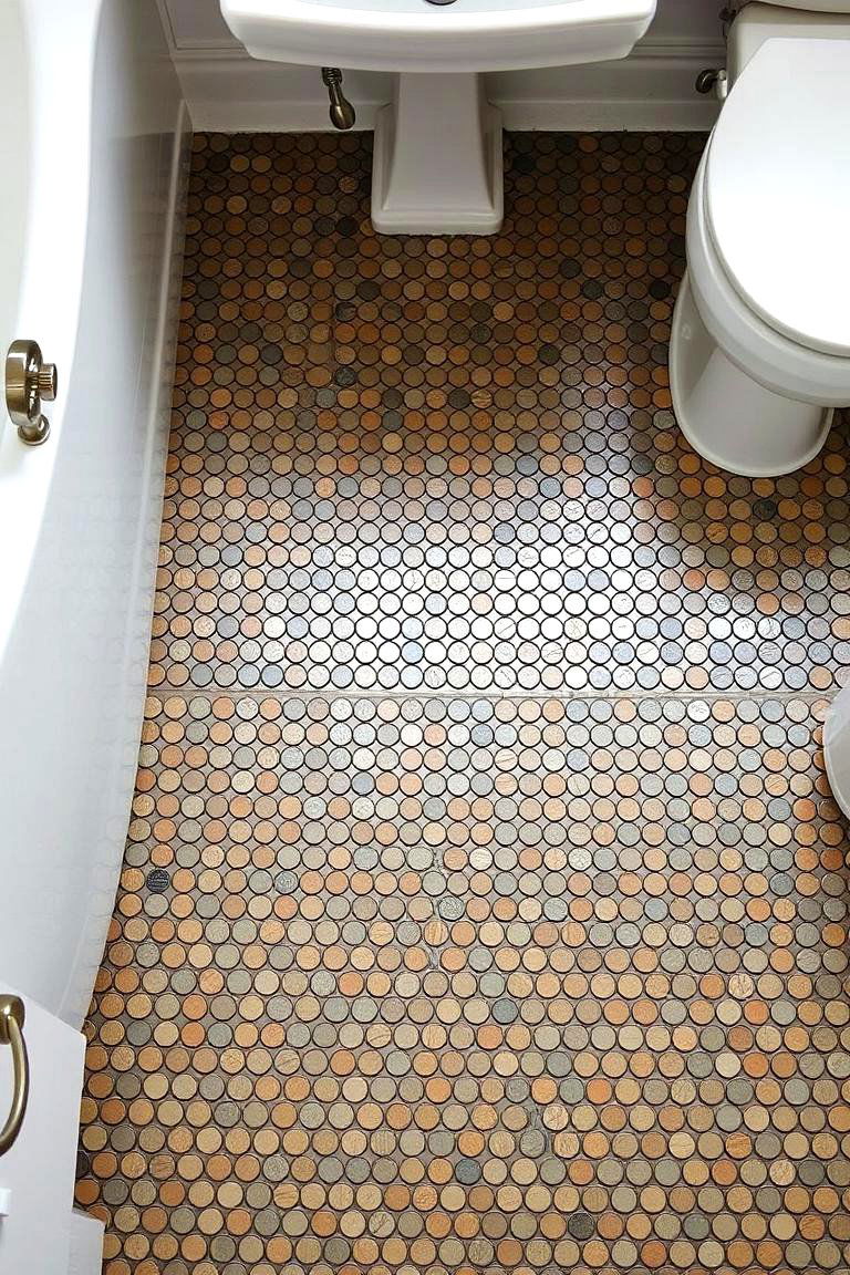 Basketweave Penny Tile - 24 Penny Tile Bathroom Floor Ideas