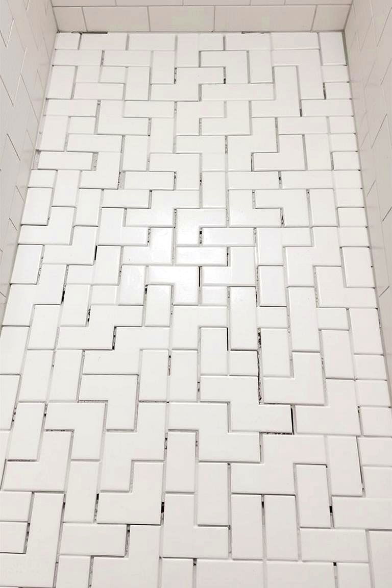 Basketweave Tile Design - 24 Shower Floor Tile Ideas