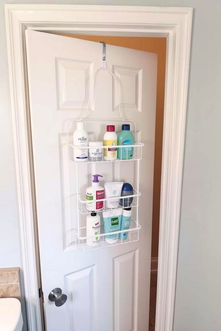 Bathroom Caddy on the Back of the Door - 24 Small Bathroom Shelving Ideas