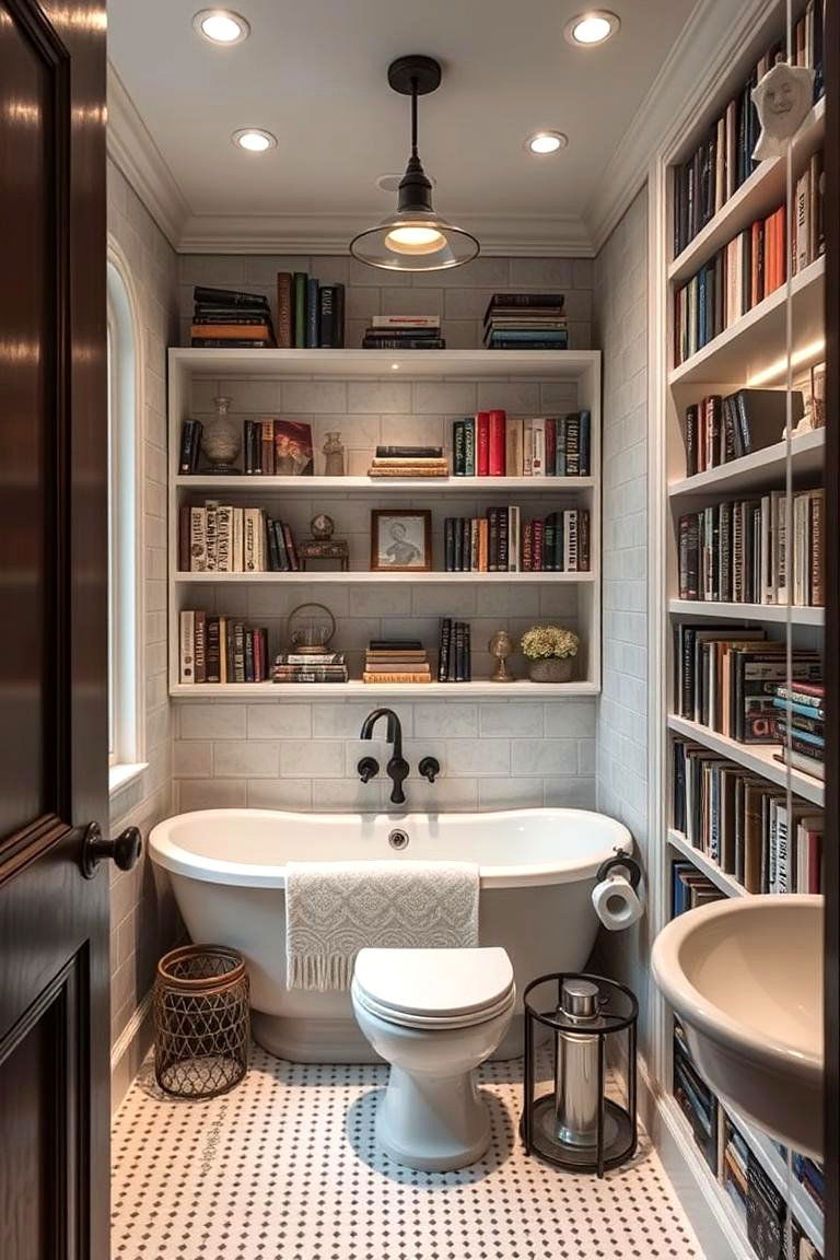 Bathroom Library Nook - 24 Quirky Bathroom Ideas