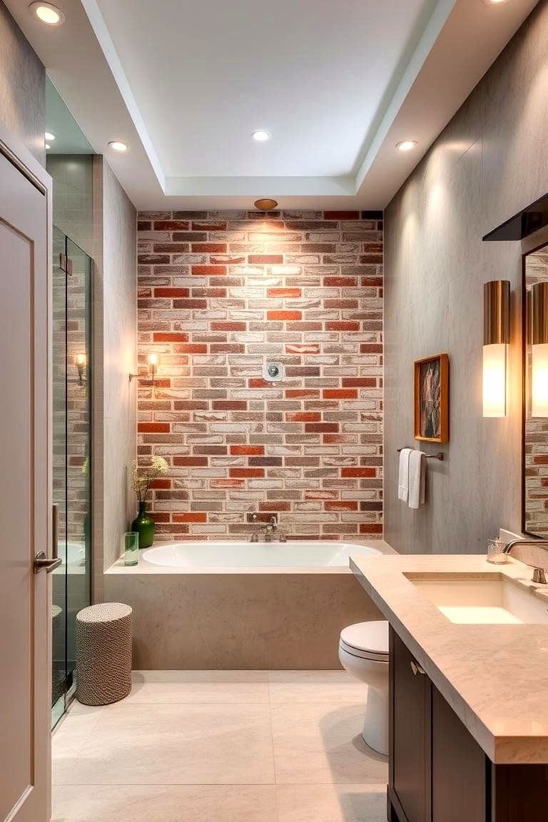 Bathroom Retreat Ambiance - 24 Brick Accent Wall Ideas