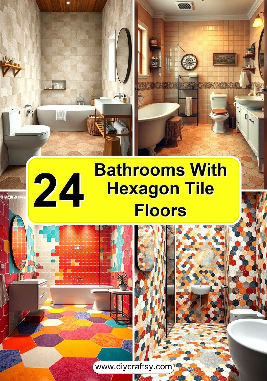 Bathrooms With Hexagon Tile Floors