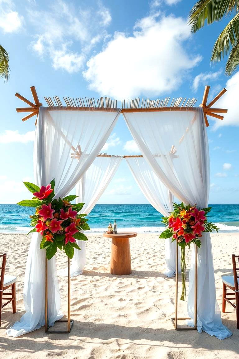 Beachfront Bamboo Canopy - 24 Wedding Altar Ideas