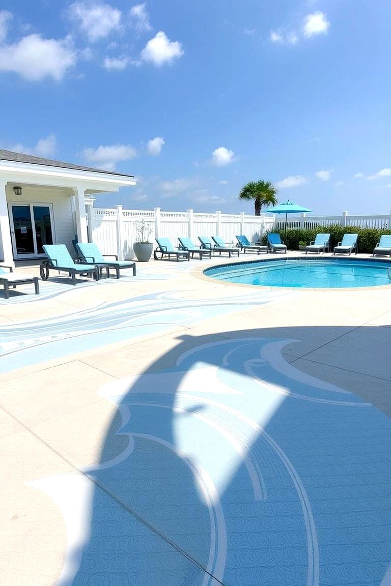 Beachside Surf Patterns - 24 Stamped Concrete Pool Deck Ideas