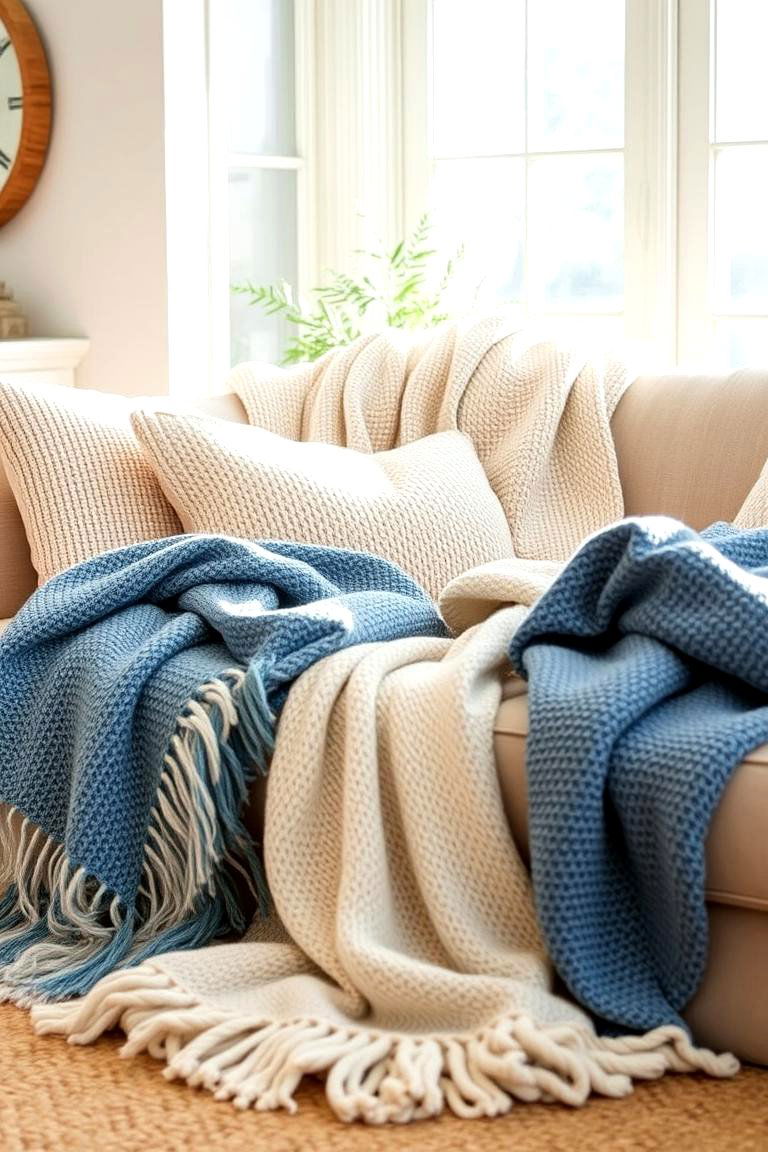 Beachy Textiles and Throws - 24 Nautical Decor Ideas